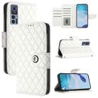 For TCL 30 4G / 30 5G / 30 Plus Rhombic Texture Flip Leather Phone Case with Lanyard(White) - 1