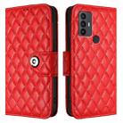 For TCL 30 SE Rhombic Texture Flip Leather Phone Case with Lanyard(Red) - 2