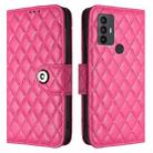 For TCL 30 SE Rhombic Texture Flip Leather Phone Case with Lanyard(Rose Red) - 2