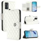 For TCL 30 SE Rhombic Texture Flip Leather Phone Case with Lanyard(White) - 1