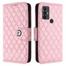 For TCL 30 SE Rhombic Texture Flip Leather Phone Case with Lanyard(Pink) - 2