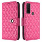 For TCL 30 XE 5G Rhombic Texture Flip Leather Phone Case with Lanyard(Rose Red) - 2