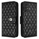 For TCL 40 SE Rhombic Texture Flip Leather Phone Case with Lanyard(Black) - 2