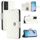 For TCL 40 SE Rhombic Texture Flip Leather Phone Case with Lanyard(White) - 1