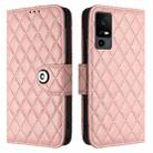 For TCL 40 R 5G Rhombic Texture Flip Leather Phone Case with Lanyard(Coral Pink) - 2