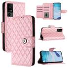 For TCL 40 R 5G Rhombic Texture Flip Leather Phone Case with Lanyard(Pink) - 1