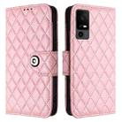 For TCL 40 R 5G Rhombic Texture Flip Leather Phone Case with Lanyard(Pink) - 2