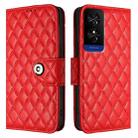 For TCL 50 5G Rhombic Texture Flip Leather Phone Case with Lanyard(Red) - 2