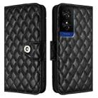 For TCL 50 5G Rhombic Texture Flip Leather Phone Case with Lanyard(Black) - 2