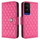 For TCL 50 5G Rhombic Texture Flip Leather Phone Case with Lanyard(Rose Red) - 2