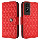 For TCL 50 SE Rhombic Texture Flip Leather Phone Case with Lanyard(Red) - 2