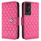 For TCL 50 SE Rhombic Texture Flip Leather Phone Case with Lanyard(Rose Red) - 2