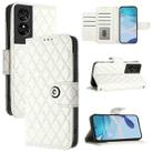 For TCL 50 SE Rhombic Texture Flip Leather Phone Case with Lanyard(White) - 1