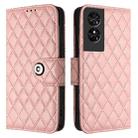 For TCL 50 SE Rhombic Texture Flip Leather Phone Case with Lanyard(Coral Pink) - 2