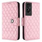 For TCL 50 SE Rhombic Texture Flip Leather Phone Case with Lanyard(Pink) - 2