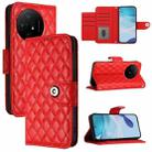 For TCL 50 XL 5G Rhombic Texture Flip Leather Phone Case with Lanyard(Red) - 1