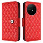 For TCL 50 XL 5G Rhombic Texture Flip Leather Phone Case with Lanyard(Red) - 2