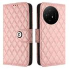 For TCL 50 XL 5G Rhombic Texture Flip Leather Phone Case with Lanyard(Coral Pink) - 2