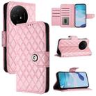 For TCL 50 XL 5G Rhombic Texture Flip Leather Phone Case with Lanyard(Pink) - 1