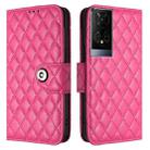 For TCL 50 XE 5G Rhombic Texture Flip Leather Phone Case with Lanyard(Rose Red) - 2