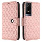 For TCL 50 XE 5G Rhombic Texture Flip Leather Phone Case with Lanyard(Coral Pink) - 2