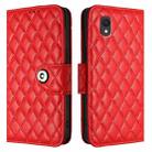 For TCL 201 Rhombic Texture Flip Leather Phone Case with Lanyard(Red) - 2