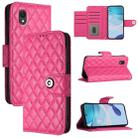 For TCL 201 Rhombic Texture Flip Leather Phone Case with Lanyard(Rose Red) - 1