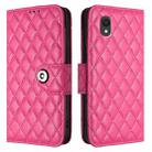 For TCL 201 Rhombic Texture Flip Leather Phone Case with Lanyard(Rose Red) - 2