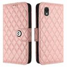 For TCL 201 Rhombic Texture Flip Leather Phone Case with Lanyard(Coral Pink) - 2