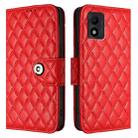 For TCL 303 Rhombic Texture Flip Leather Phone Case with Lanyard(Red) - 2