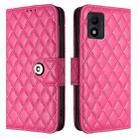 For TCL 303 Rhombic Texture Flip Leather Phone Case with Lanyard(Rose Red) - 2