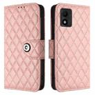 For TCL 303 Rhombic Texture Flip Leather Phone Case with Lanyard(Coral Pink) - 2