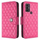 For TCL 305 / 306 Rhombic Texture Flip Leather Phone Case with Lanyard(Rose Red) - 2