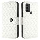 For TCL 305 / 306 Rhombic Texture Flip Leather Phone Case with Lanyard(White) - 2