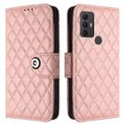 For TCL 305 / 306 Rhombic Texture Flip Leather Phone Case with Lanyard(Coral Pink) - 2