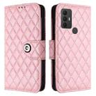 For TCL 305 / 306 Rhombic Texture Flip Leather Phone Case with Lanyard(Pink) - 2