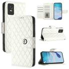 For TCL 403 Rhombic Texture Flip Leather Phone Case with Lanyard(White) - 1