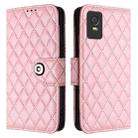 For TCL 403 Rhombic Texture Flip Leather Phone Case with Lanyard(Pink) - 2
