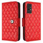 For TCL 405 / 406 / 408 Rhombic Texture Flip Leather Phone Case with Lanyard(Red) - 2