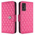 For TCL 405 / 406 / 408 Rhombic Texture Flip Leather Phone Case with Lanyard(Rose Red) - 2