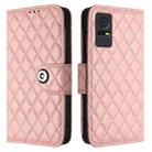 For TCL 405 / 406 / 408 Rhombic Texture Flip Leather Phone Case with Lanyard(Coral Pink) - 2