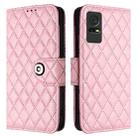 For TCL 405 / 406 / 408 Rhombic Texture Flip Leather Phone Case with Lanyard(Pink) - 2