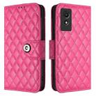 For TCL 501 Rhombic Texture Flip Leather Phone Case with Lanyard(Rose Red) - 2