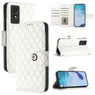 For TCL 501 Rhombic Texture Flip Leather Phone Case with Lanyard(White) - 1