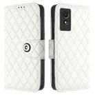 For TCL 501 Rhombic Texture Flip Leather Phone Case with Lanyard(White) - 2