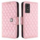 For TCL 501 Rhombic Texture Flip Leather Phone Case with Lanyard(Pink) - 2