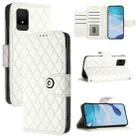 For TCL 502 Rhombic Texture Flip Leather Phone Case with Lanyard(White) - 1