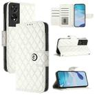 For TCL 505 Rhombic Texture Flip Leather Phone Case with Lanyard(White) - 1