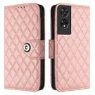 For TCL 505 Rhombic Texture Flip Leather Phone Case with Lanyard(Coral Pink) - 2