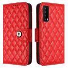 For TCL Stylus 5G Rhombic Texture Flip Leather Phone Case with Lanyard(Red) - 2